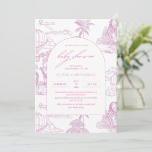Toile De Jouy Rosa Safari Baby Shower Einladung