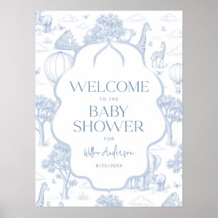 Toile De Jouy Safari Baby Shower Affiche de Bienve