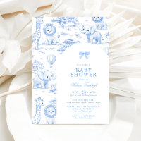 Toile De Jouy Safari Blau Junge Babyparty