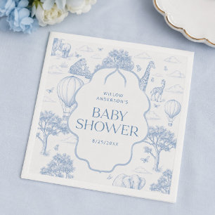 Toile De Jouy Safari Blau Junge Babyparty Serviett Serviette