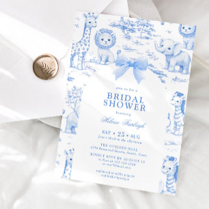 Toile De Jouy Safari Blaues Band Junge Baby Shower Einladung