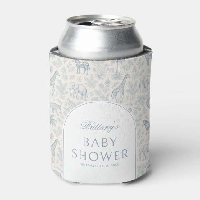 Toile De Jouy Safari Blue Boy Baby Dusche Dosenkühler (Kanne Vorderseite)