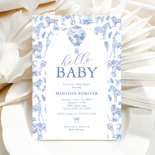 Toile De Jouy Safari Boy Baby Shower Einladung