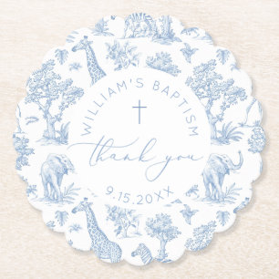 Toile de Jouy Safari Boy Taufe Vielen Dank Untersetzer