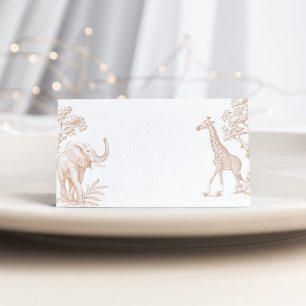 Toile de jouy Safari Minimalistische Babydusche Platzkarte