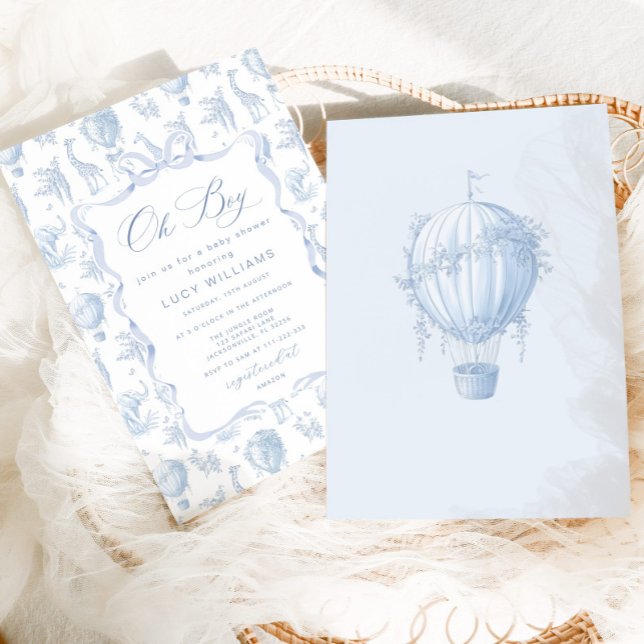 Toile de Jouy Safari Oh Boy Baby shower Invitation (Créateur téléchargé)