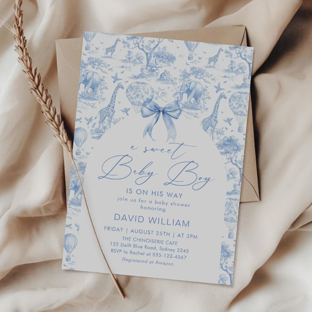 Toile de Jouy Safari Sweet Baby Shower Einladung (Von Creator hochgeladen)
