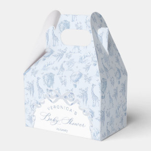 Toile de Jouy Safari Tiere Arch Blue Baby Dusche Geschenkschachtel