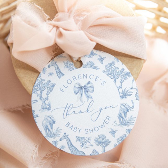 Toile de Jouy Safari tiere Baby Dusche danke Geschenkanhänger (Von Creator hochgeladen)
