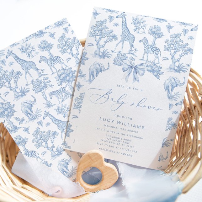 Toile de Jouy Safari tiere Babydusche Einladung (Von Creator hochgeladen)