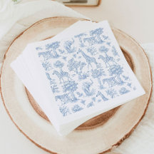 Toile de Jouy Safari Tiere Blau Babydusche