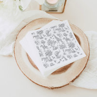 Toile de Jouy Safari Tiere grau Baby Dusche
