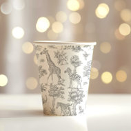 Toile de Jouy Safari-Tiere grau Baby Shower Pappbecher