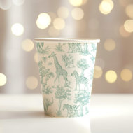 Toile de Jouy Safari-Tiere grün Baby Shower Pappbecher