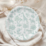 Toile de Jouy Safari Tiere grün Babydusche Pappteller<br><div class="desc">Toile de Jouy Safari Tiere grün Baby Dusche Papier Teller Matching Artikel zur Verfügung.</div>