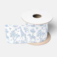 Toile de Jouy Safari Tiere staubblau elegant