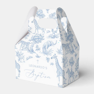 Toile de Jouy Safari Tiere staubige blaue Taufe Geschenkschachtel