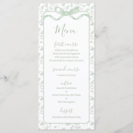 Toile de jouy Sage Green Menu Card Menükarte
