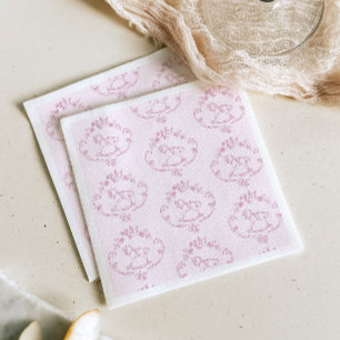 Toile de Jouy Schaukelpferd Pink Baby Girl Taufpar Serviette