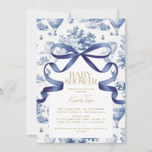 Toile De Jouy Staubblauer Bogen Baby Shower Einladung