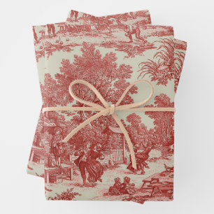 Toile de Jouy Stoff Geschenkpapier Set