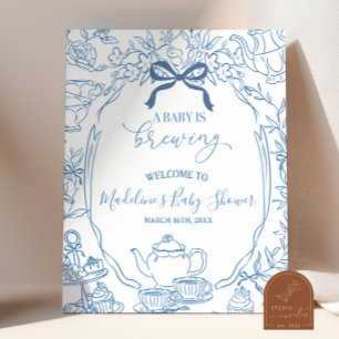 Toile de Jouy-Tea-Baby-Shower-Willkommensschild Poster