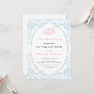 Toile de Jouy Tea Party Kinderdusche Einladung
