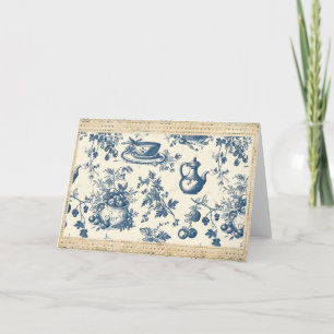 Toile de Jouy Tiefblaue und Cremefarbene Küchenute
