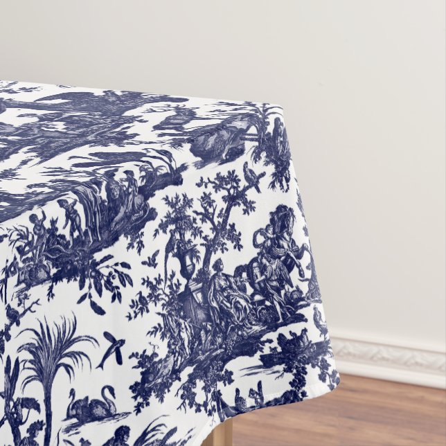 Toile de Jouy vier Teile des blauen Musters der We Tischdecke (Beispiel)