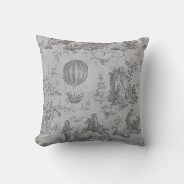 Toile de jouy Vintage Illustration Coussin (Recto)
