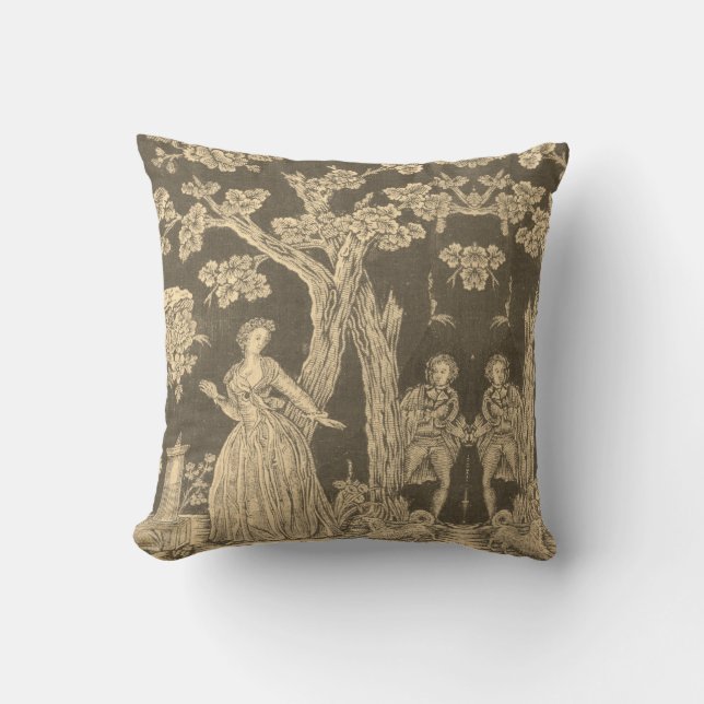 Toile de jouy Vintage Illustration Coussin (Recto)
