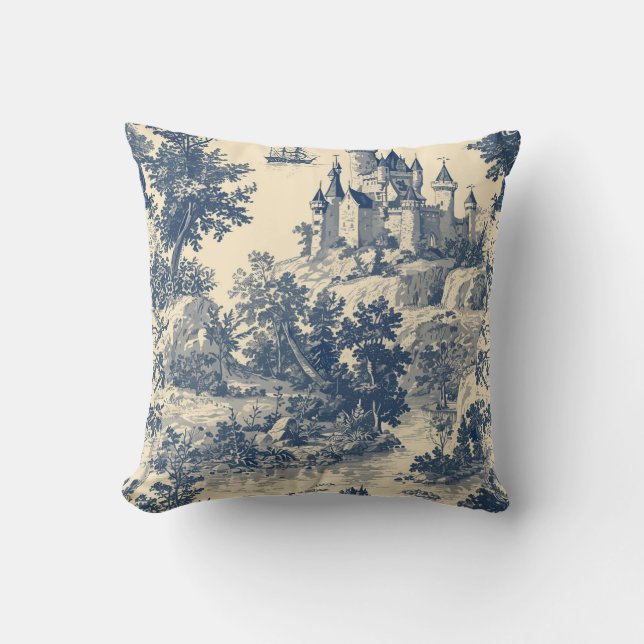 Toile de jouy Vintager Muttertag Blumenstrauß Kissen (Vorderseite)