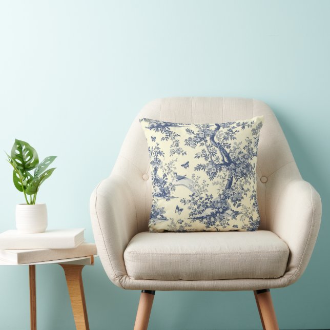 Toile de jouy Vintager Muttertag Blumenstrauß Kissen (Stuhl )
