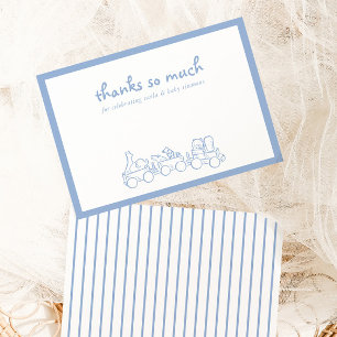Toile De Jouy Whimsical Blue Baby Dusche Dankeskarte