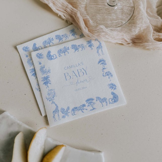 Toile de Jouy White and Blue Safari Babydusche Serviette (Von Creator hochgeladen)