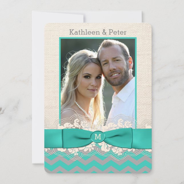 Toile de jute de FAUX, invitation de mariage de (Devant)