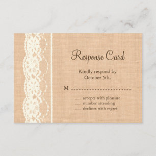 Toile de jute ene ivoire RSVP de dentelle et de