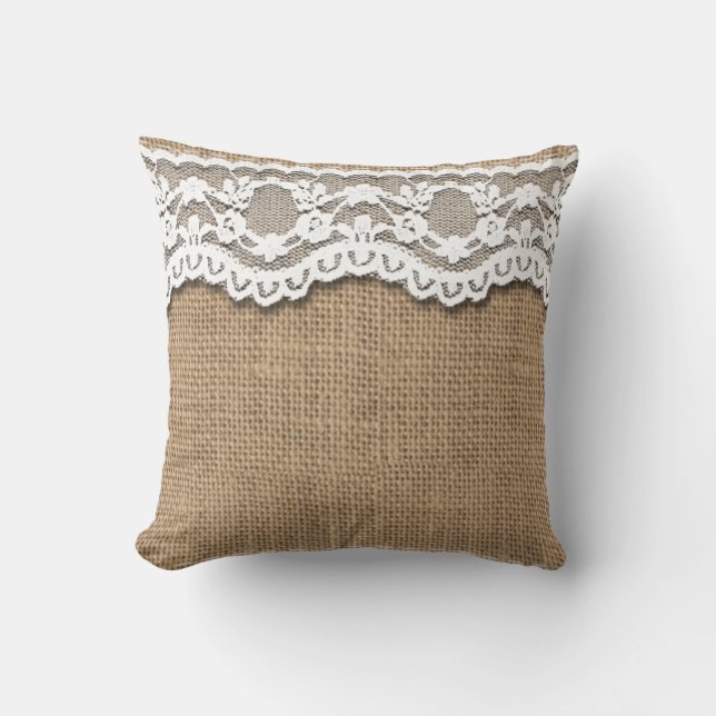 Toile de jute et coussin rustiques de dentelle (Recto)