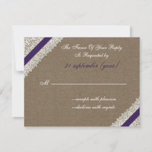 Toile de jute et dentelle de FAUX avec le rsvp