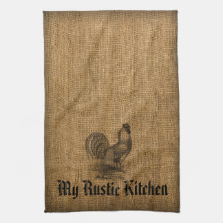 Toile de jute rustique de coq de serviette de