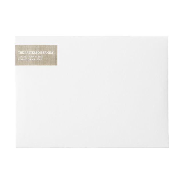 Toile de jute rustique et étiquette enveloppant (Devant)