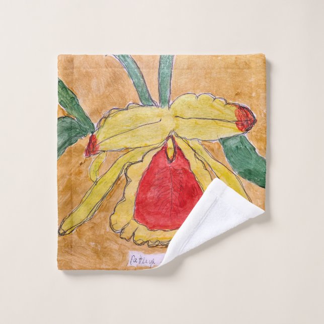 Toile de linge au design botanique abstrait (Gant de toilette)