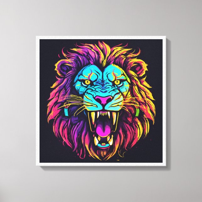 Toile de Lion Abstraite - Oeuvre d'art faunique mo (Recto)