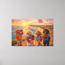 Toile de luxe représentant un Cockapoo sur la côte