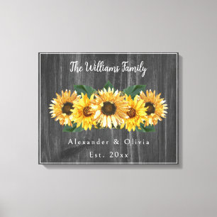 Toile de Mariage de tournesol Patiné rustique Impr