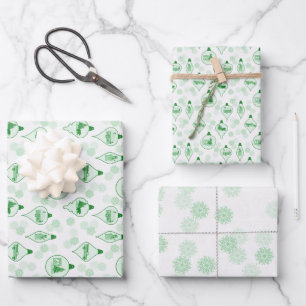 Toile de Noël en vert. Envelopper les feuilles de 