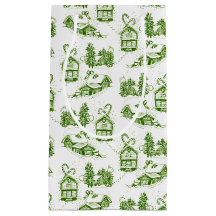 Toile de Noël neige | Sac cadeau vert