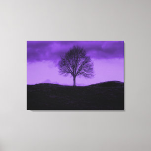 Toile de paysage violet d'une seule poupée d'arbre