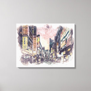 Toile de peinture à l'aquarelle Tokyo Japon