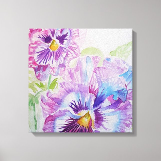 Toile de peinture à l'aquarelle violet Pansy (Recto)